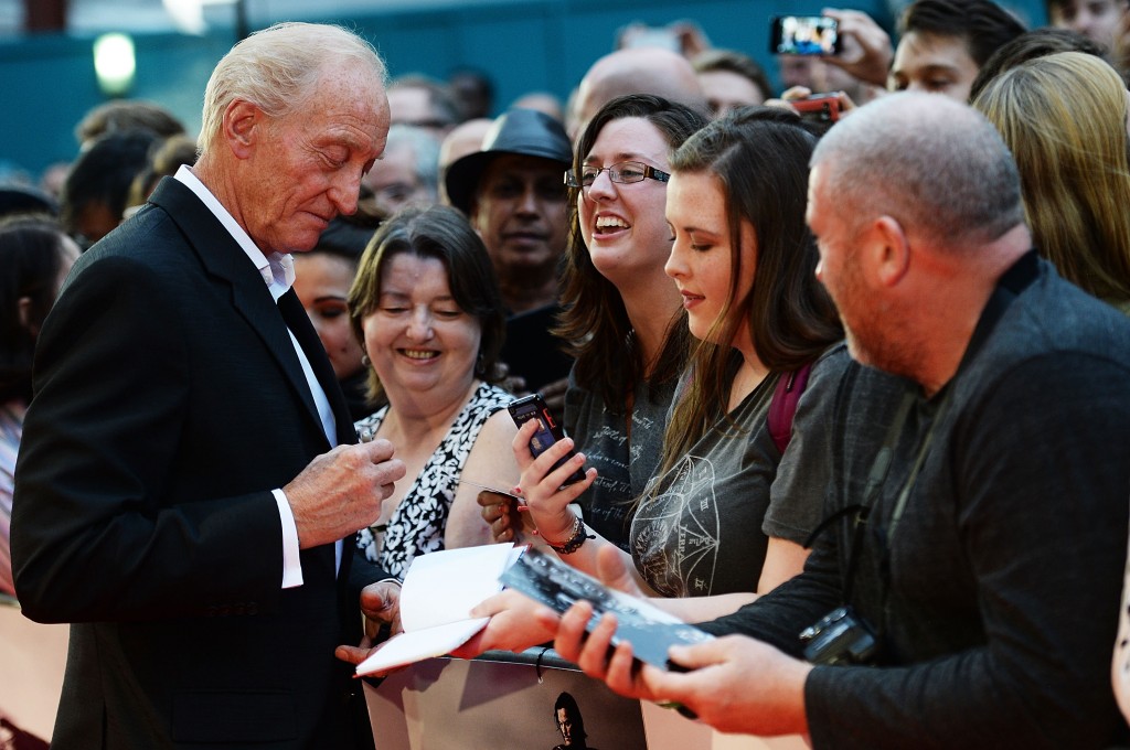 Charles Dance spent time chatting to the waiting fans.(Photo by Dave J Hogan/Getty Images for Universal Pictures)